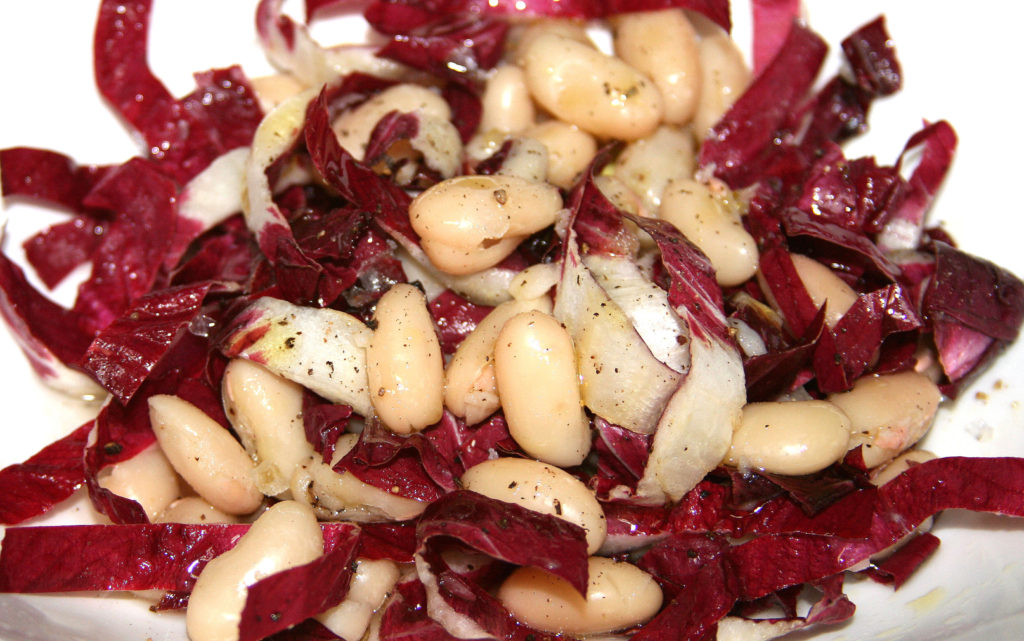 Warm Cannellini Beans with Red Radicchio Trevisano in Vinaigrette